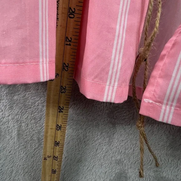 Pink White M Striped Tie Front Peplum Puff Sleeve Jacket Coquette Babydoll Girly - Picture 7 of 8